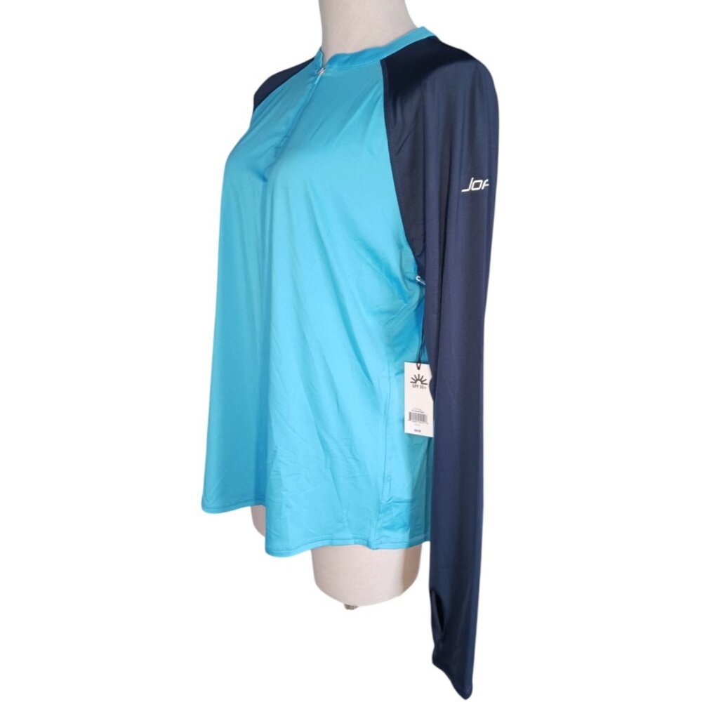 Jofit UV Crew 1/4 Zip Womens XL Blue Golf Tennis Performance Pullover Top UPF 50